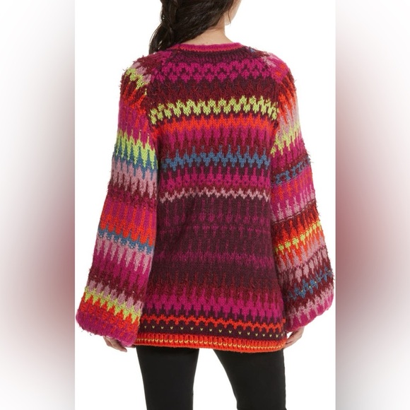 Free People Castle in the Sky Boho Multi Colored Sweater, Oversize Medium - Picture 4 of 8